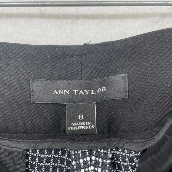 Ann Taylor Dress Pants Women's Sz 8 Black Windowpane Mid-Rise Tapered Pockets - Picture 9 of 10